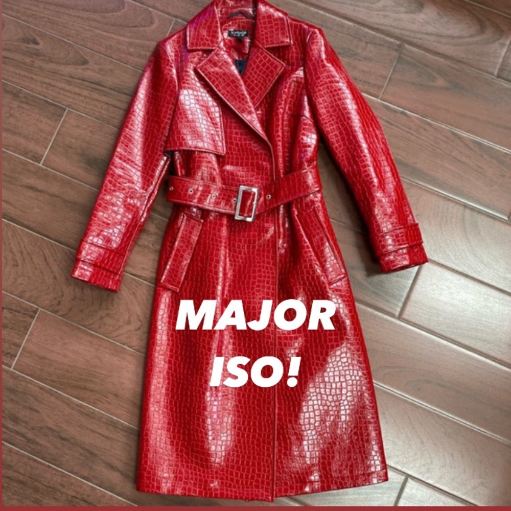 ISO Topshop Red Croc Embossed Coat